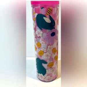 Starbucks Spring 2023 Easter Pink Bunny Floral Garden 16oz Arcylic Tumbler NWT